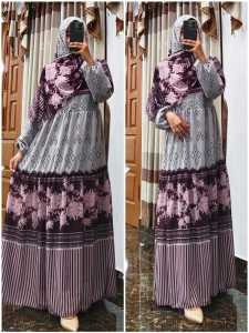 DRESS CERUTTI BABYDOLL MOTIF BUNGA TERBARU DI LENGKAPI HIJAB SEGI EMPAT UKURAN 120X 120 / UNTUK WANITA DEWASA MUSLIMAH
