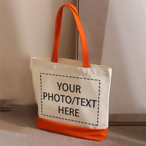 1/5/10/30/50 Pieces/lot Customized Photo/Text Splicing Handbag Womens Canvas Tote Bag Casual Commuting Shopping Bags 40x35x10cm2026