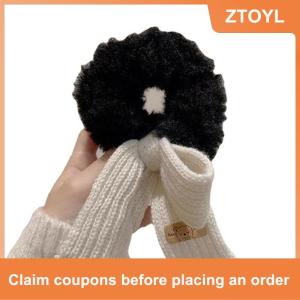 【ZTOYL】 New Scrunchie Women Warm Hair Scrunchies Winter Knit Hair Ties Bow Hair Bands Plush Elastic Band Hair Accessories