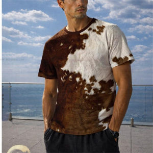 [Local Stock] HBESTY  Mens Giraffe Graphic Print T Shirt Short Sleeve Casual Summer Animal Pattern Streetwear Fashion Top Novelty Design Clothing