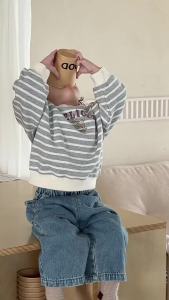 Boys striped sweatshirt and jeans set for autumn 2026 Korean-style childrens clothing for boys autumn outfits for kids