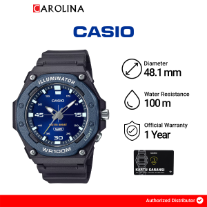 Jam Tangan Pria Casio MW-620H-2A Blue Dial Black Resin Band