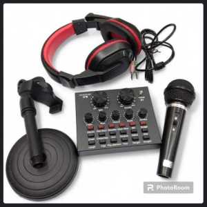 Paket Karaoke SoundCard V8 Recording dan Broadcasting Sound Effect Singing Streaming Live Karaoke