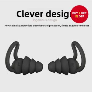 Earplugs earmuffs noise-canceling earplugs sleep masks 3-layer swimming gear available in red black and white.