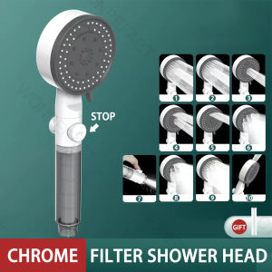 High Pressure Detachable Handheld Shower Head Set 10 Mode Bathroom Sprayer One Button Stop Original
