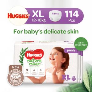 [1 Carton] Huggies Platinum Naturemade Pants XL