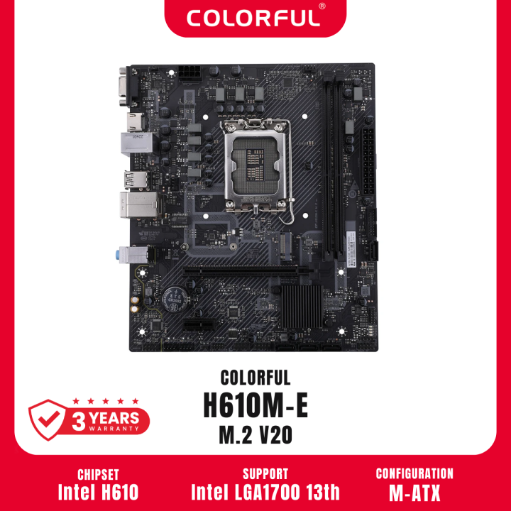 COLORFUL MAINBOARD (เมนบอร์ด) H610M-E M.2 V20 warranty 3 years | Lazada ...