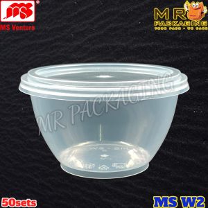 MS W2 200ml Round Container With Lid7oz Disposable Plastic PP Container - 200 ml - MS Venture MSW2 - Bekas Pudding Plastik Bulat 7 oz (50sets)