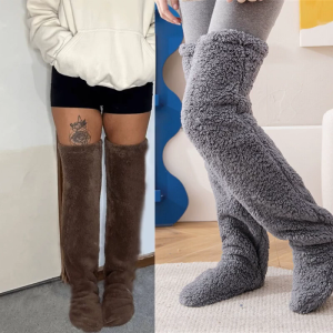 Womens Winter Home Sleeping Socks Over The Knee Fuzzy Socks Thigh High Boot Sleeping Socks Fuzzy Socks Plush Stockings