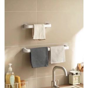 Towel Holder Hanging Rag Pole Towel Rack Bathroom Kitchen Organizer Cabinet Shelf Storage Rack
