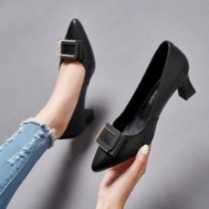Free Shipping MomS High Heels WomenS Wedding Shoes Thick-Heeled Autumn Leather Shoes Comfortable And Soft-Soled Soft Leather Flats Sweet Style