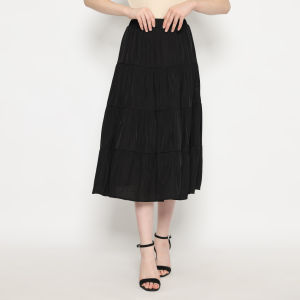 MINEOLA Rok Katun Midi Premium Bahan Impor - Hitam (All Size)