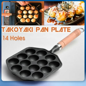 Japanese Takoyaki Grill Pan 14 Holes Nonstick Cast Iron Octopus Meat Balls Molds Maker Pancake Balls