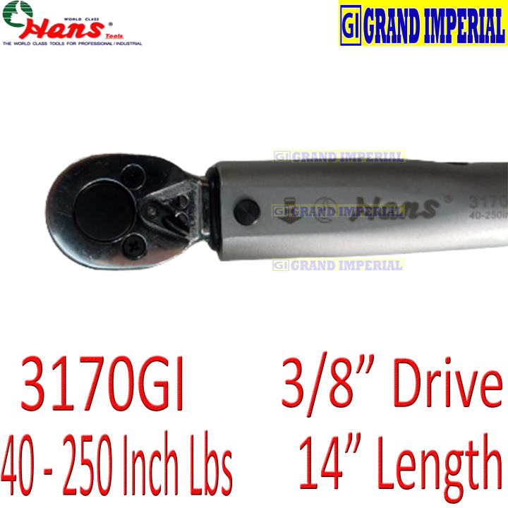 Hans%20Torque%20Wrench%20Click%20Type%203170GI%2040-250%20Inch%20Lbs%203/8"%20Drive%2014"%20Grand%20Imperial%20Industrial%20Tools%20Supplies%20-%20Image%202