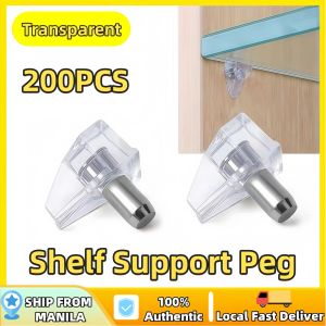 200pcs Shelf Support Peg/Cabinet Shelf Supports Pins/Clear Plastic Support for Kitchen Furniture Book Shelves/Shelf Holder Pins Hardware Accessories.