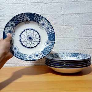 SET FOR 6 PIECES SOUP PLATE PORCELAIN / CELADON / CERAMIC WARES SIZE 9 INCHES X 1.5 INCHES