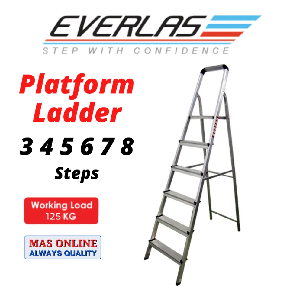 Sirim] 125kg Everlas Aluminium Platform Ladder High Quality Tangga