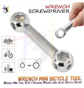 Wrench Mini Tool 10 In 1 Hexagon Wrench Zinc Alloy Mini Bicycle Cycling Spanner Repair Tool Bone Shape Hexagon Holes