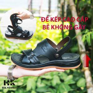 Xăng đan nam - dép nam da bò thật 100% - khâu may chắc chắn bảo hành 12 tháng - hàng chính hãng HK.STORE (sd05)