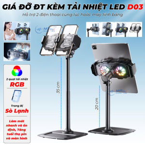 Kẹp Điện Thoại D03 2 Quạt RGB – Chống Nhiệt Chống Lag Quay Vlog & Game Cực Đã