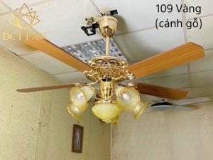 (Tặng Bóng)Quạt trần đèn chùm 5 cánh gỗ tân cổ điển cho phòng khách-Quạt đảo chiều sải cánh 132cm-6 tốc độ gió siêu mát-Bảo Hành 10 năm