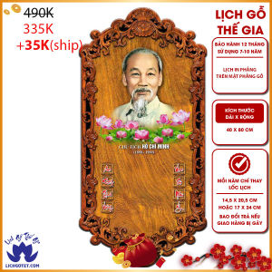 ĐỐC LỊCH GỖ TREO TƯỜNG BÁC HỒ