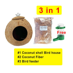 Coconut Shell Bird House Small Animals House for Parrot Cockatiel Lovebird Finches Garden