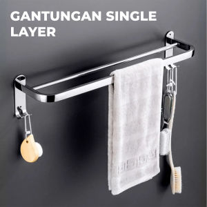 Rak Handuk Gantungan Handuk Jemuran Kamar Mandi Panjang 56 Cm Bahan Stainless MJ-281