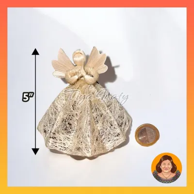 TIYA NATY 10-Pcs Handmade Abaca Angel Ornaments | Cute Native Filipino Christmas Tree Décor | Traditional Holiday Décor xmas