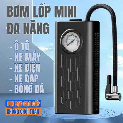 ( HN ) Bơm lốp mini di động dùng pin sạc cao cấp Viet Depot dùng cho Ô tô Xe đạp Xe máy Xe điện Bóng đá