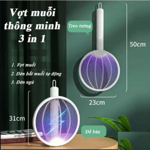 Vợt Muỗi Thông Minh Gấp Gọn 2 In 1 Kiêm Đèn Bắt Muỗi Ban Đêm 2 Lớp Lưới Bảo Vệ An Toàn. Vợt Muỗi Tự Động Bắt Muỗi Vợt Ruồi Dụng Cụ Diệt Muỗi