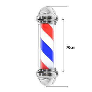 70cm Barber Shop Pole Red White Blue Rotating Light Stripes Sign Hair Salon