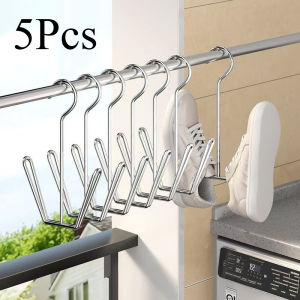 U-Shaped Stainless Steel Shoe Drying Rack Windproof Quick-Dry Wall-Mounted Space-Saving Indoor & Outdoor Hooks