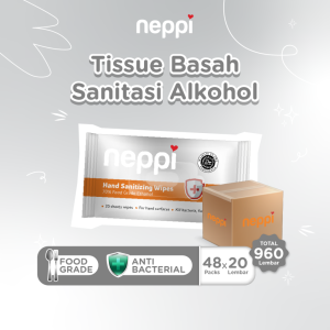 (48 Pcs x 20 Lembar) Neppi Hand Sanitizing Wipes 20s - Tisu Alkohol - Dus Pack