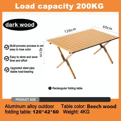 【READY STOCK】Camping Folding Table Outdoor Glamping Folding Solid Pine / Beech Wood Portable Roll Table Picnic Meja Berkelah Portable Egg Roll Table With Canvas Storage Bag Dining Folding Camping Chair 户外折叠桌野餐桌
