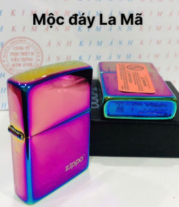 Hộp quẹt ZIPPO màu Tím Titan mộc đáy La Mã loại trơn bóng Kim Ánh nhập hàng cao cấp vỏ bằng đồng có dán tem đỏ