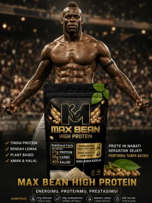 Whey Protein Max Bean High Protein Susu Bubuk Nabati Tinggi Protein 1 KG untuk Bulking