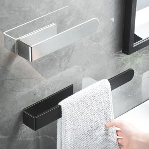 DYJKOUG Stainless Steel Towel Rack Self-adhesive Single Rod Tissue Holder Multifunctional Space Saving Bath Towel Hanger For Home