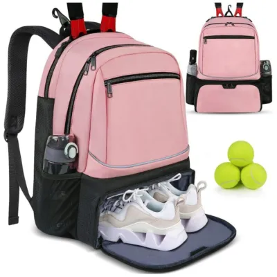 NAPKERY Zipper Closure Tennis Backpack Large Capacity Reversible Tennis Racket Carrying Bag Professional Durable Pickleball Paddle Bag For Men Women Sports
