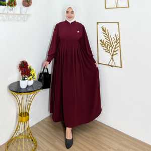 Zaskia Dress Crinkle Polos Wanita Kekinian