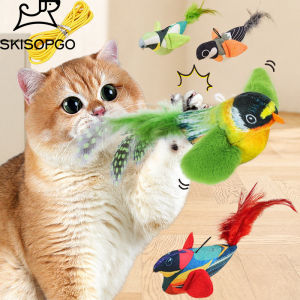 SKISOPGO นกมีเสียง นกของเล่นจำลอง สามารถทำเสียง ของเล่นแมวตลก