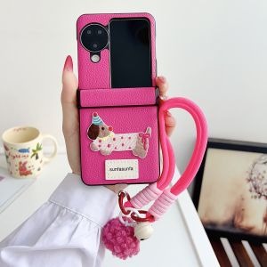 WIth Bracelet 3D Cartoon Luxury Retro PU Leather Hard Flip Case For Oppo Find N2 Flip Find N3 Flip 2In1 Shockproof Phone Cover Casing