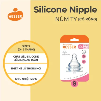 Núm ty CỔ RỘNG Wesser S/M/L (2 cái/hộp)