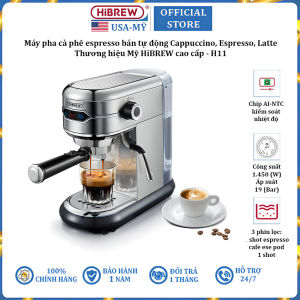 Máy pha cà phê espresso bán tự động thương hiệu Mỹ HiBREW cao cấp H11 công suất 1450W áp suất 19bar - Hàng nhập khẩu bảo hành 12 tháng