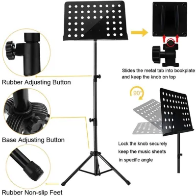 SG Music Stand Heavy Duty Music Stand Foldable Conductor / Quran Stand / Book Stand /Orchestra Stand