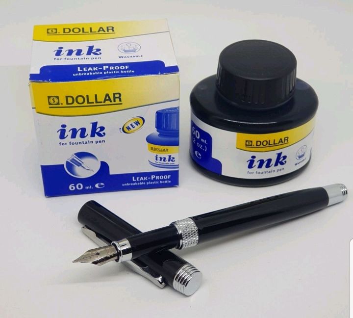Paket Hemat Fountain Pen A8 Genius Black Pena Pulpen Nib M Tinta