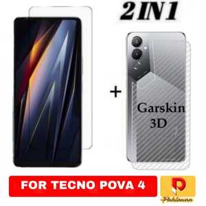 PROMO PAKET 2 INC 1 Tempered Glass TECNO POVA 4 / POVA 4 PRO / POVA NEO 2 / POVA 3 2022 Anti Gores Kaca Clear