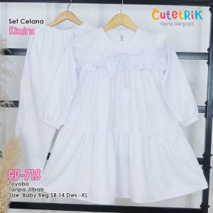 Setelan Baju Muslim Putih Anak Perempuan Set Celana Tunik Putih Anak Perempuan Cutetrik Tanpa Jilbab