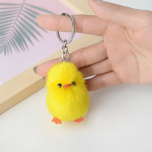 KGASBT Gifts New Door Key Ornaments Cartoon Charm Bag Decoration Animal Yellow Duck Keychains Fur Pendant Keyrings