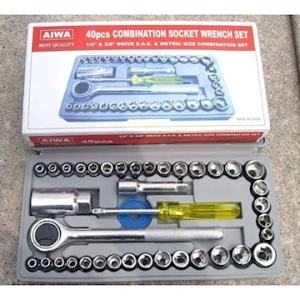 Kunci Pas shock 40 Pcs kombinasi Multifungsi 40 in 1 kunci pas sok Multipurpose Combination Socket Wrench Set with original